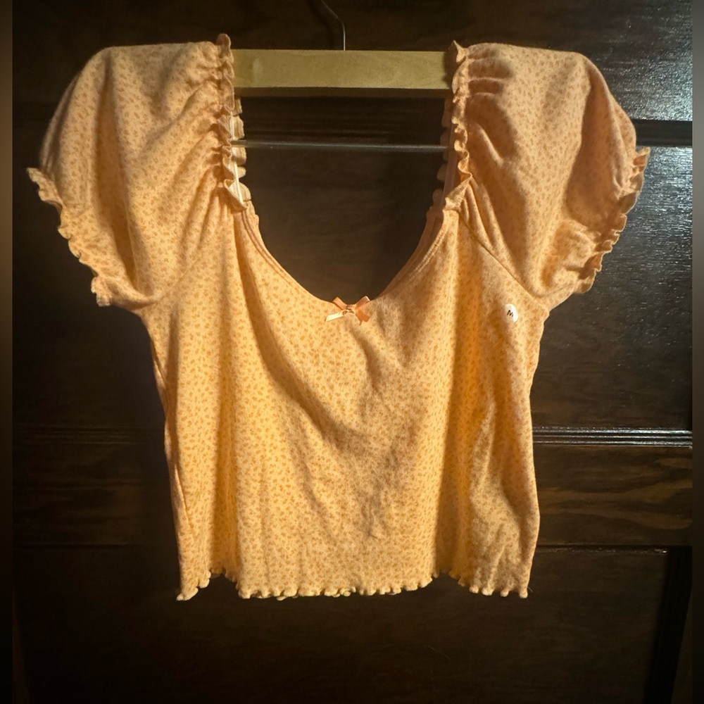 Orange Printed, American Eagle, Crop Top, Size M, NWT